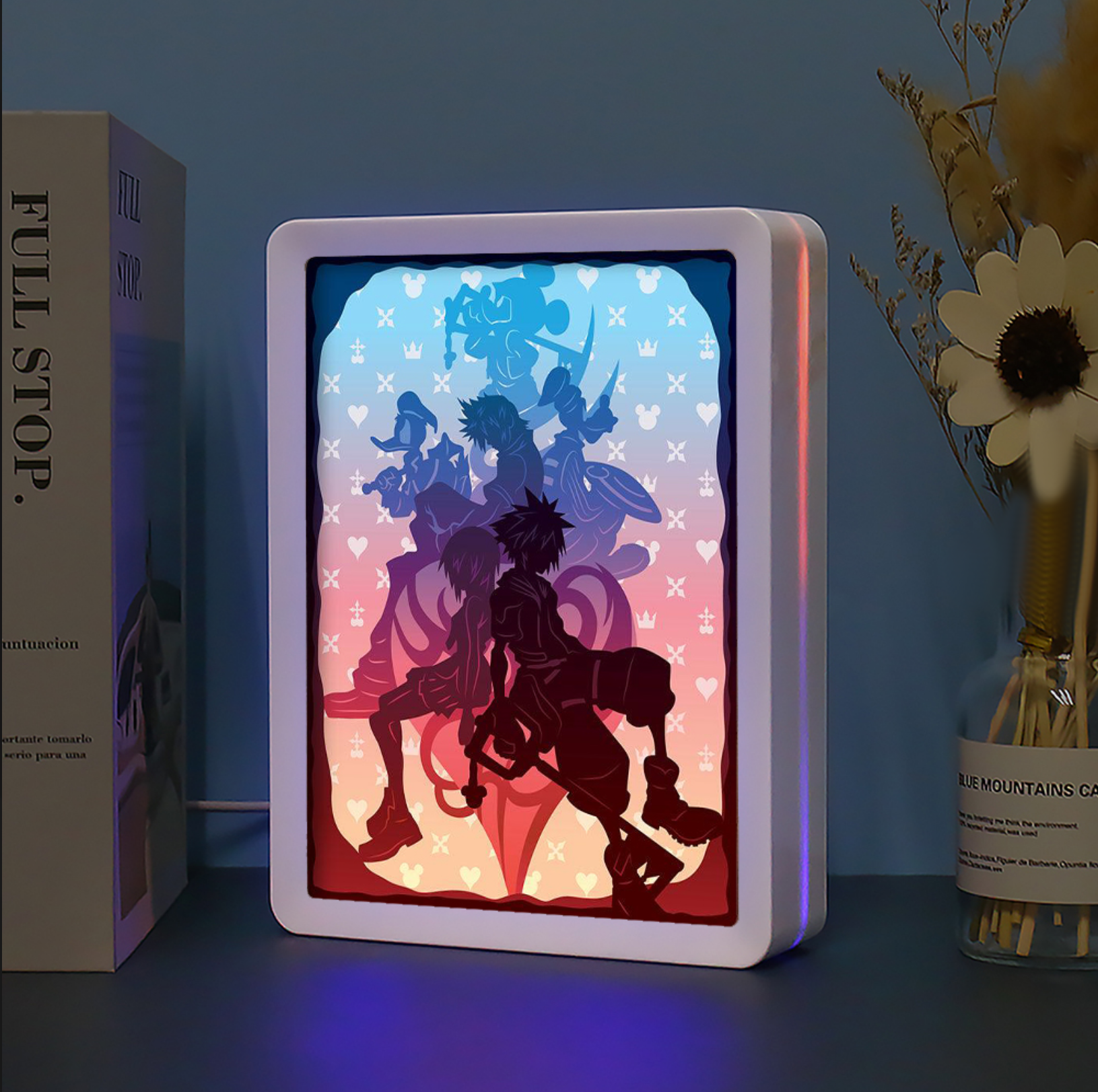 Kingdom Hearts 2 Cover Art - Shadow Box Die Cut Paper Art and Color Lighting