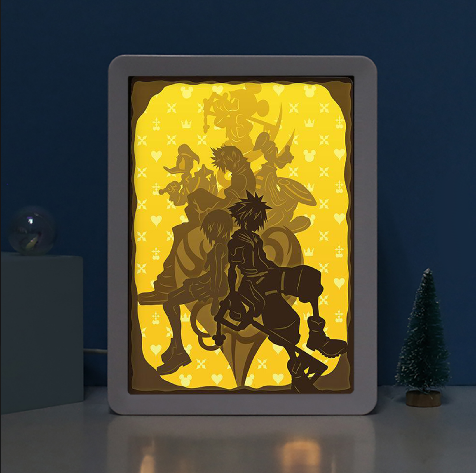 Kingdom Hearts 2 Cover Art - Shadow Box Die Cut Paper Art and Color Lighting