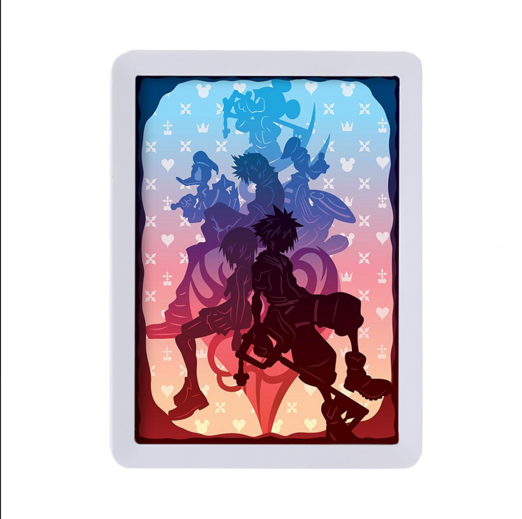 Kingdom Hearts 2 Cover Art - Shadow Box Die Cut Paper Art and Color Lighting