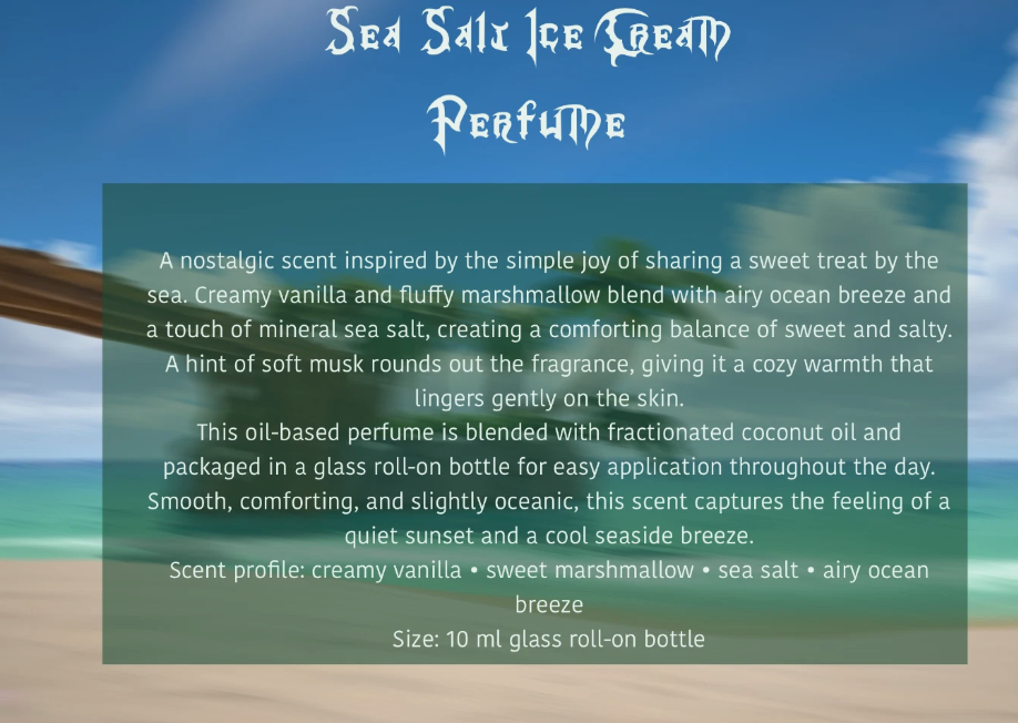 Across Worlds- Sea Salt Ice-Cream Perfume Oil Roll On 10mL